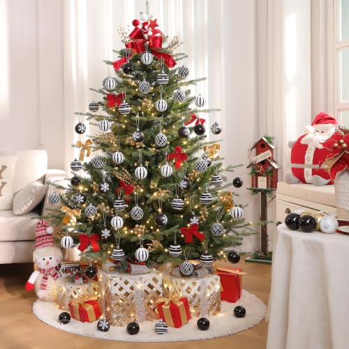 SHareconn 30ct 2.36 Inch Christmas Tree Balls Ornaments, Black & White,60mm - color: Black & White, size: 2.36 inch