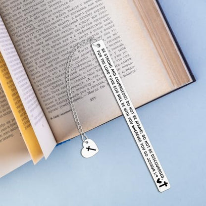 Bible Verse Metal Bookmark Gifts Religious Bookmark Be Strong and Courageous Cross Bookmarks Inspirational Gift for Women Scripture Gifts for Friend Book Club Gifts Graduation Retirement Gifts - color: Religious Bookmark 01