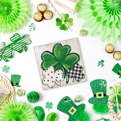 St. Patrick's Day Decorations, Irish Luck Shamrock Wooden Box Sign Desk Decor, St Patricks Day Decorations Party Table Decor 5x5 - color: 02-St. Patrick's Day-Shamrock