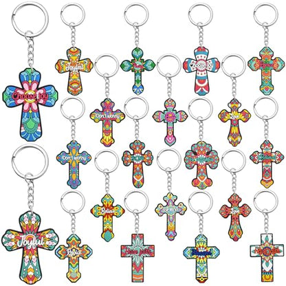Cute Keychain Bulk,Cute Key Chain for Car Keys Purse Bag Rewards - color: Cross-20