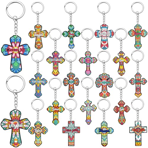 Cute Keychain Bulk,Cute Key Chain for Car Keys Purse Bag Rewards - color: Cross-20