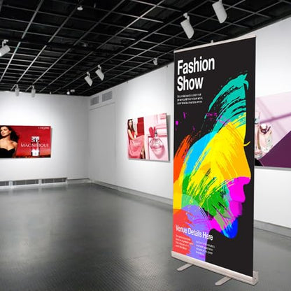 Retractable Banner Stand 33.5" x 80", Aluminum Roll Up Display with Carry Bag, Portable Banner Stand for Trade Shows, Exhibitions, Business Events and Presentations, Stand Only - size: 33 ½" x 80 inch (Stand Only)