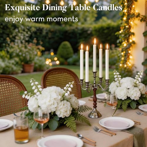 Ashlux Palm Taper Candles 12Pack, 10 Inch Unscented Dripelss Candlesticks - color: White