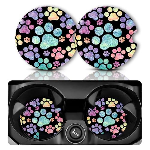 Yonlevres Car Coasters for Cup Holders, 2 Pack, Dog Paw - color: Dog Paw