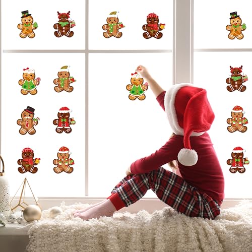 Renbuzhu 39PCS Christmas Crafts Bulk: Gingerbread Men Paper Suncatchers DIY Kit for Winter Xmas Holiday Activities Decorations, Window Stained Glass Effect Art Ornaments - style: gingerbreadman