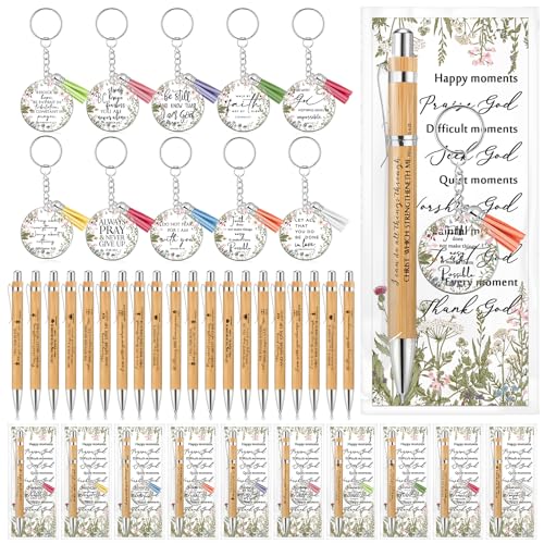 Spakon 10 Sets Christian Gifts Bulk Bible Verse Pens Keychain, Bible - style: Bible