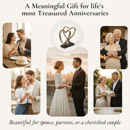 Wedding Anniversary Couples Gift - Iron Sculpture Bundle - Any Anniversary - color: Gold