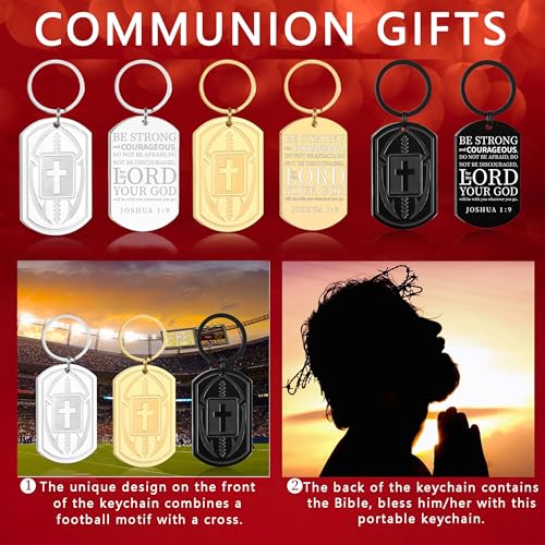 Football/Baseball/Soccer/Basketball Keychain for Men Sport Gifts for Men - color: Black, style: Football-joshua 1:9