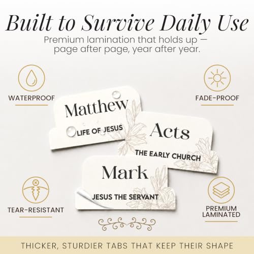 90 Christian Bible Tabs for Women, Men, and Kids - White Floral - color: White Floral