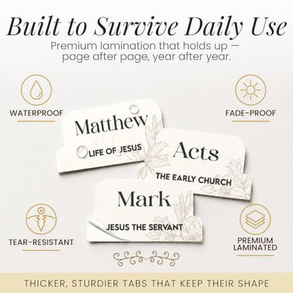 90 Christian Bible Tabs for Women, Men, and Kids - White Floral - color: White Floral