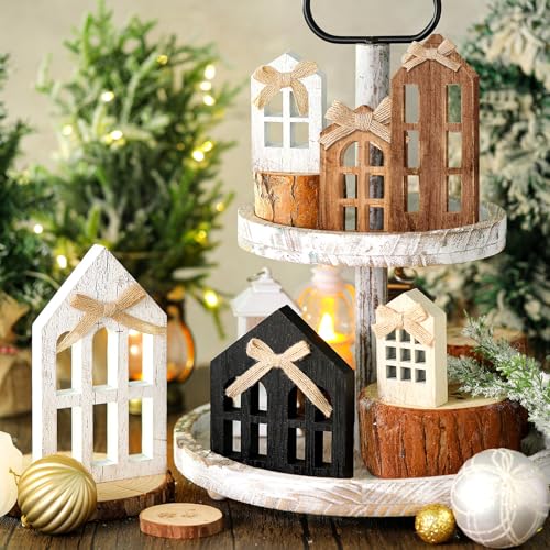 Yuntau 6 Pcs Christmas Table Decoration Wood Table Centerpiece, Window Pane - style: Window Pane