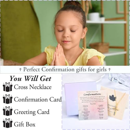 Gold Cross Necklace for Little Girl Daughter Granddaughter Niece Sister - color: Confirmation