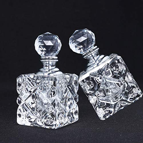 Clear Cubic Carved Crystal Refillable Perfume Bottle Desk Decor - color: Clear 3*
