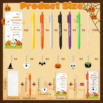 ANGOLIO Halloween Party Favors, 30 Sets Ballpoint Pens Bookmarks Keychains - style: Halloween