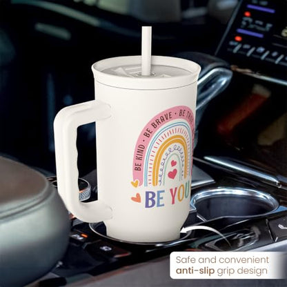Inspirational Tumbler with Handle 40oz, Positive Reminder Coffee Cups Stainless Steel Travel Mug, Daily Inspiration Motivational Gifts for Women Girls Friends Coworker, Gift for Birthday Christmas - color: Inspiration 1