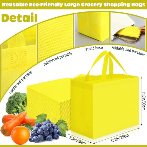 Windyun Reusable Grocery Bags Non Woven with Handles - color: Yellow