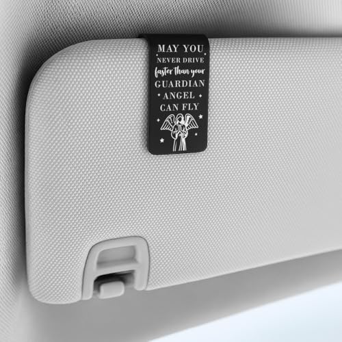 Stainless Steel Car Visor Clip, Guardian Angel - Themed Safe Driving Gift for Drivers, Heartfelt Keepsake for Faith - Focused Motorists, Inspirational Present for Spiritual Commuters, XXE3 - color: Black-E3