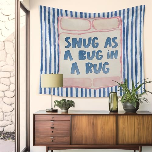 HUGANE Retro Pink and Blue Nursery Tapestry, Mid Century Modern Wall Tapestries, Minimalist Blue Striped Hanging Wall Decor for Kids Room Nursery Playroom Home Living Room, 50x60 Inch - color: colour-04