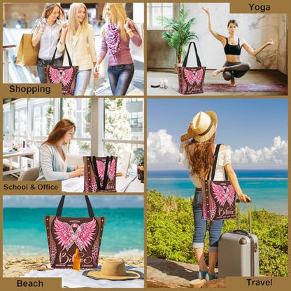 Bible Tote Bags For Women Religious Church Bag Christian Tote Bags Inspirational For Women Organizer Christian Gift - color: Breast Cancer 1