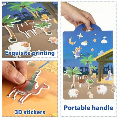 Christmas Nativity 3D Puffy Sticker Activity Book 100 Reusable Stickers Kids Activities Religious Scene Sticker Book Xmas Holy Night Removable Stickers for Toddlers Ages 4+ Gifts Toys Supplies Favor - style: Christmas Nativity
