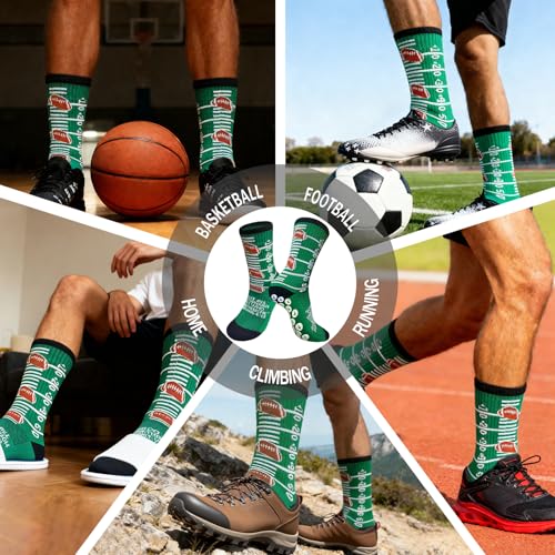 Christian Soccer Socks-Moisture-Wicking, Faith Prayer Football Anti-Slip Grip Cross Symbol&Bible Verse Youth 6-13 - color: Green