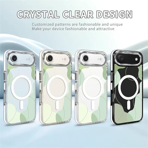 for iPhone 17 Air Case [Compatible with Magsafe],Girls Women Clear Magnetic Case Silicone Shockproof Protective Cover with Pattern Aesthetic Green Wavy Art - color: Aesthetic Green Wavy Art, size: iPhone 17 Air