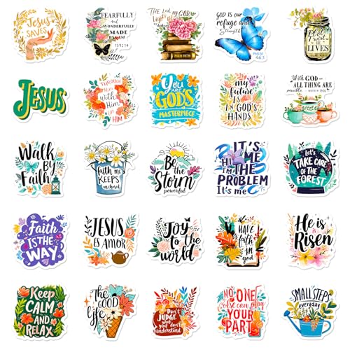 100Pcs Jesus Christian Stickers Pack.Waterproof Inspirational Bible Verses Stickers for Scrapbook Water Bottles Laptop Notebook,Christian Decals Gifts for Teens Adults - color: 100 - Bible Quotes