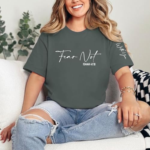 Fkatuzi Christian Jesus Faith Shirts for Women God Bible Verse Religious Tshirts Inspirational Graphic Tees Cotton Tops - color: Deep Gray, size: Small