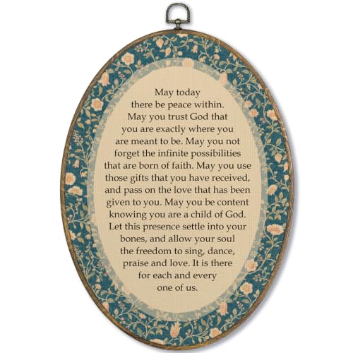 Fewgb Vintage Catholic Christian Oval Wall Art Decor, Religious Prayer Canvas Wall Art Framed Prints for Prayer Room Church, May Today There Be Peace Within Hanging Room Decor Picture Artwork 9x12 - color: catholic-02