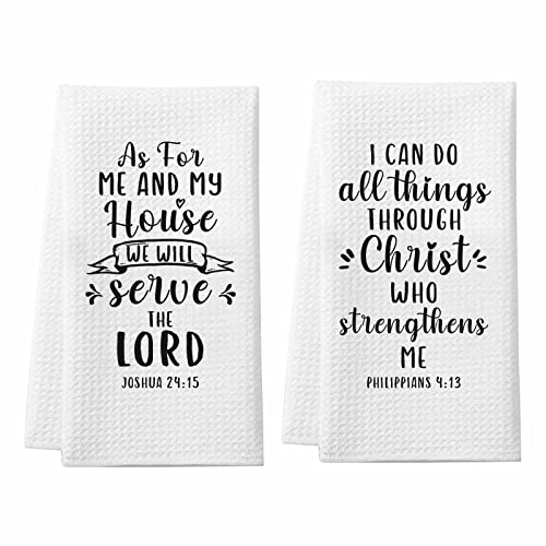 Christian Gifts for Women Men, 2Pcs Religious Kitchen Towels for Christians - color: Christian