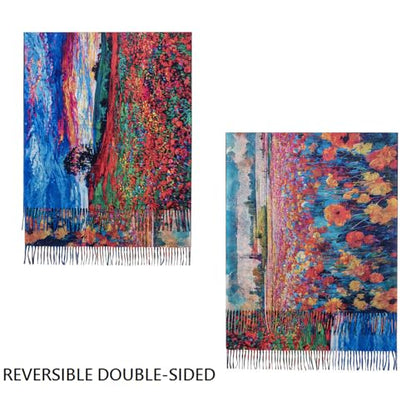 Umjetnost Soft Cashmere Feel Scarf For Women Winter Warm Scarves Large Shawl Wrap Monet Van Gogh Art Print - color: C19 Blue Red