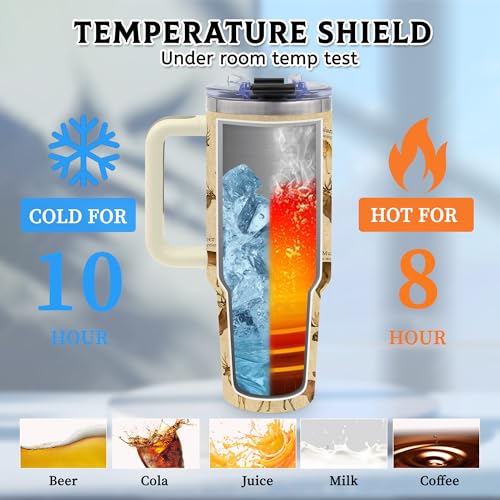40oz Tumbler with Handle, Deer Gifts for Men Dad Boyfriend - color: Deer-Khaki