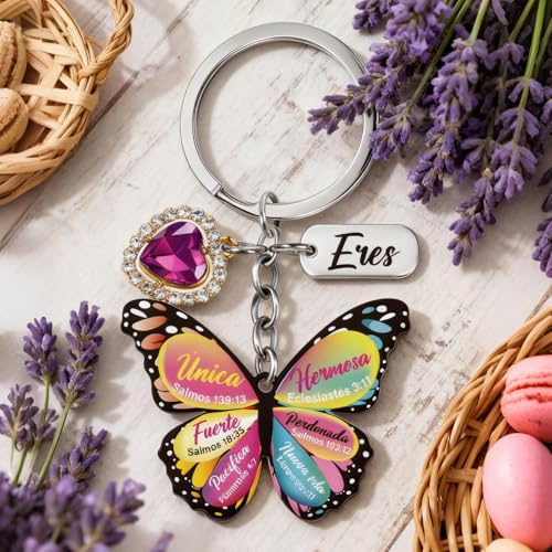 Spanish Christian Gifts for Women - Inspirational Religious Keychain Bible Verse Prayers Spiritual Gifts for Women