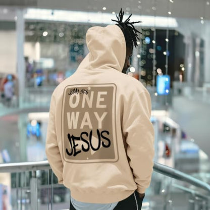 BeWithYou Christian Jesus Hoodies for Men Religious Faith God Sweatshirt Inspirational Bible Verse Graphic Hoodie Pullover - color: Apricot, size: X-Large