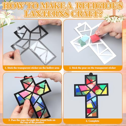 Sinload 24 Sets Religious Cross Fish Crafts Christian Suncatcher Kit - style: Fish,Cross