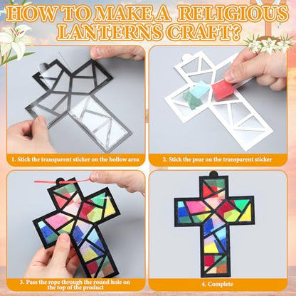 Sinload 24 Sets Religious Cross Fish Crafts Christian Suncatcher Kit - style: Fish,Cross