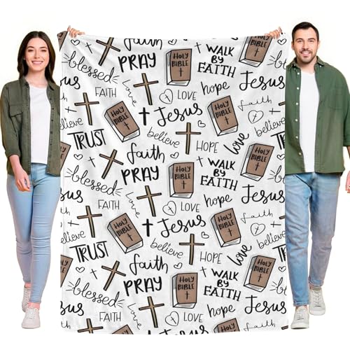 Christian Gifts for Women 30"x 40", Christian Bible Jesus Throw Blanket, Ultra-Soft Comfy Christ Religious Flannel Prayer Blanket, Spiritual Comfort Baptism Present for Faith - color: Holy Bible, size: 30"x40"