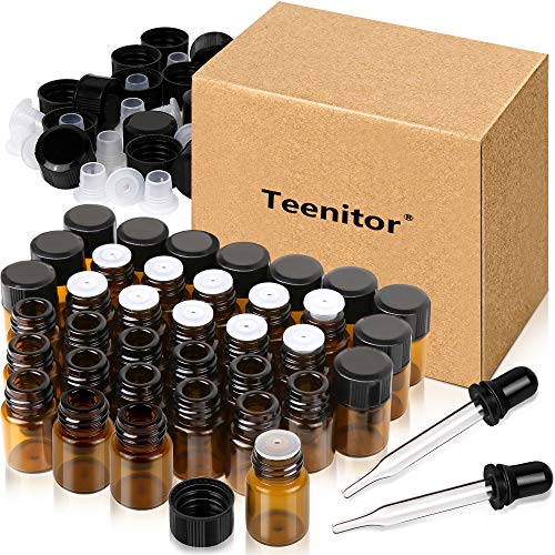 2ml Essential Oil Bottles 36Pcs Mini Oil Bottles with Transfer Droppers - color: Amber