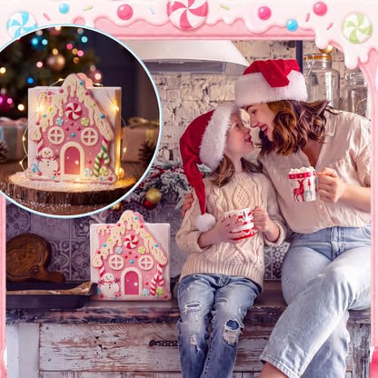 Nuogo Pink Gingerbread House Napkin Holder Christmas Metal Tissue Dispenser - style: Gingerbread House