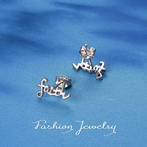 925 Sterling Silver Infinity Love of God Simple Dainty Faith Cross Dangle Earrings Religious Gift for Women - color: Faith Stud
