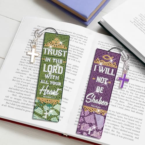 8 Pieces Christian Bible Verse Diamond Art Bookmarks 5d Christian Beaded Bookmark Acrylic Tassel Bookmark for DIY Making Beginners Adults Arts Craft Supplies (Bible) - color: Bible