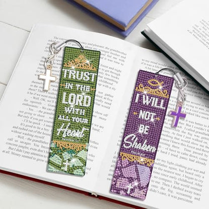 8 Pieces Christian Bible Verse Diamond Art Bookmarks 5d Christian Beaded Bookmark Acrylic Tassel Bookmark for DIY Making Beginners Adults Arts Craft Supplies (Bible) - color: Bible