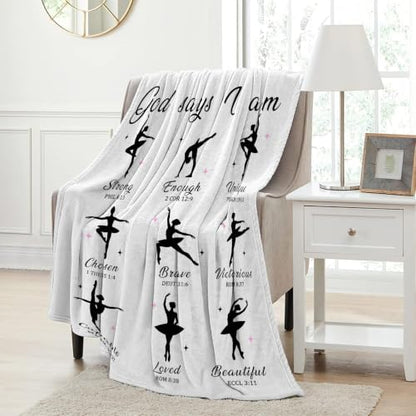 God Says I Am Christian Gifts for Girl Ballet Dancer Blanket 50"x60" - color: God Says - Ballet 02, size: 50"x60"
