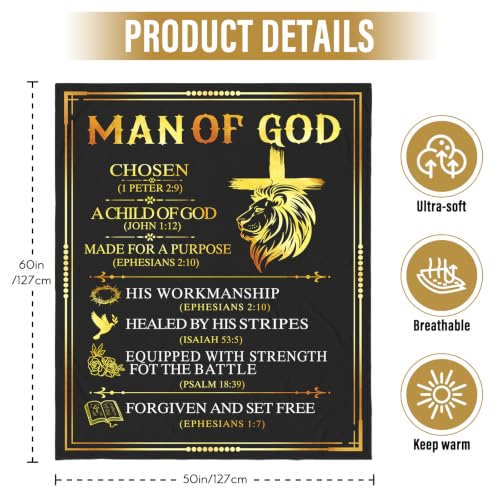 Christian Gifts for Men Blanket 60"x50",Birthday Gifts for Men - color: Man of God