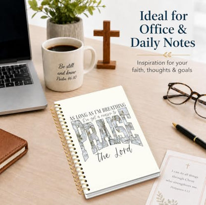 Bible Journal Notebook, Christian Gifts for Women - color: As Long as Im Breathing-white
