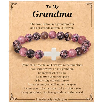 Christian Grandparents - Day Gifts for Women, Religious Cross Bracelet - color: Grandma