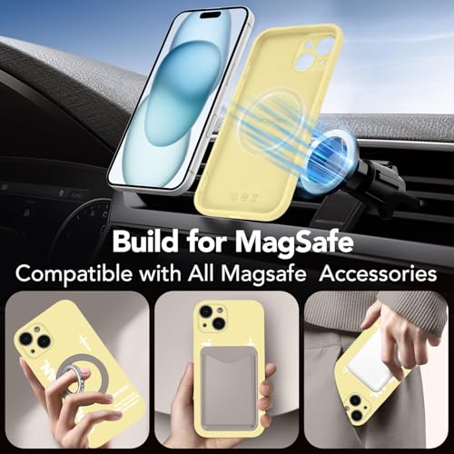 Magnetic Phone Case for iPhone 15, Aesthetic Jesus Bible Verse Cross Pattern Print for Women Men, Compatible with Magsafe, Shockproof Soft Silicone Cover for iPhone 15 6.1", Yellow - color: Yellow, size: iPhone 15