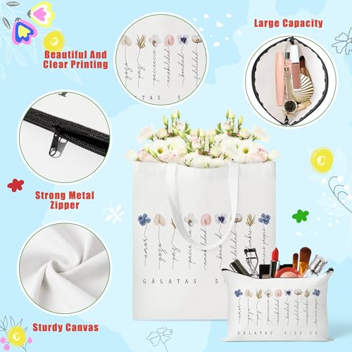 Y1tvei Canvas Bags Gifts, Tote Bag with Makeup Pouch, Birthday Party Favors