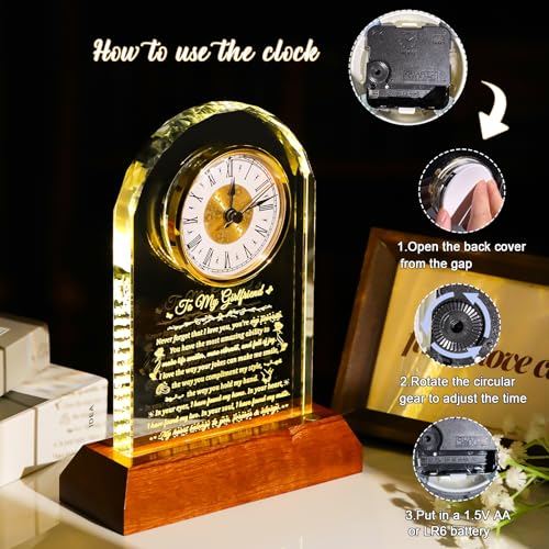 Arikyrist Glass Clock Gifts for Girlfriend from Boyfriend on Anniversary - color: Girlfriend