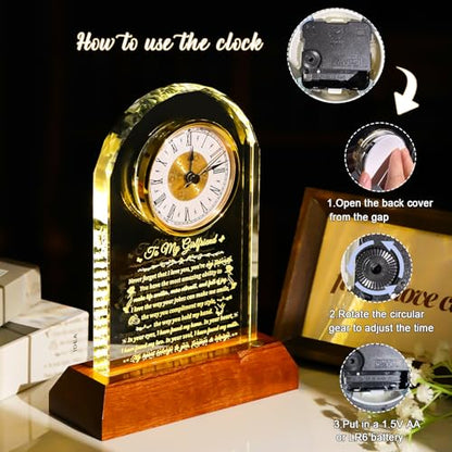 Arikyrist Glass Clock Gifts for Girlfriend from Boyfriend on Anniversary - color: Girlfriend